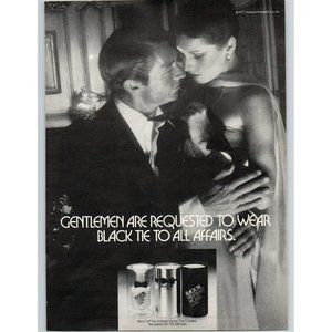 1977 Black Tie Musk Cologne Vintage Print Ad to Wear All Affairs Mistress